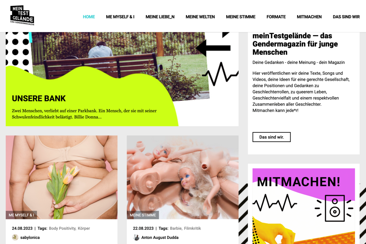 Startseite der Webseite meinTestgelände