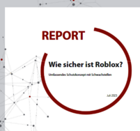 Ein Kreis, in dem "Report - Wie sicher ist Roblox?" steht.