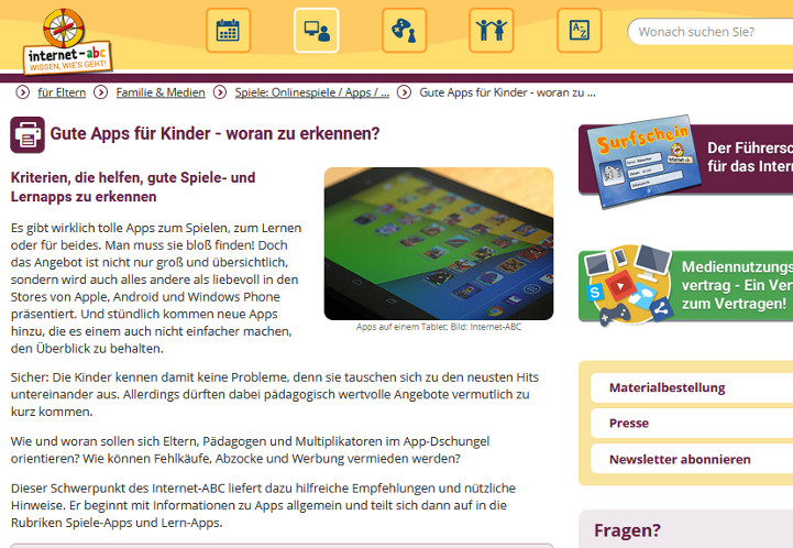 Internet-ABC, Kinder-Apps