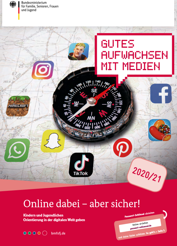 Ansicht: Cover der Broschüre Online dabei - aber sicher! - Kindern und Jugendlichen Orientierung in der digitalen Welt geben